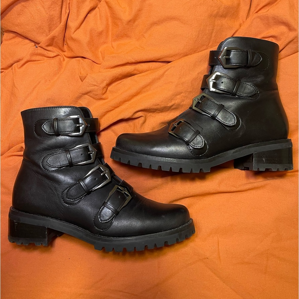 Blondo Waterproof Black Buckle Ankle Boots
